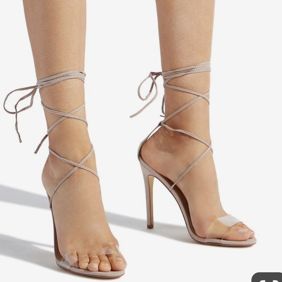 Shoe Dazzle Shoes - Kingsley Lace Heel in Buff 8.5